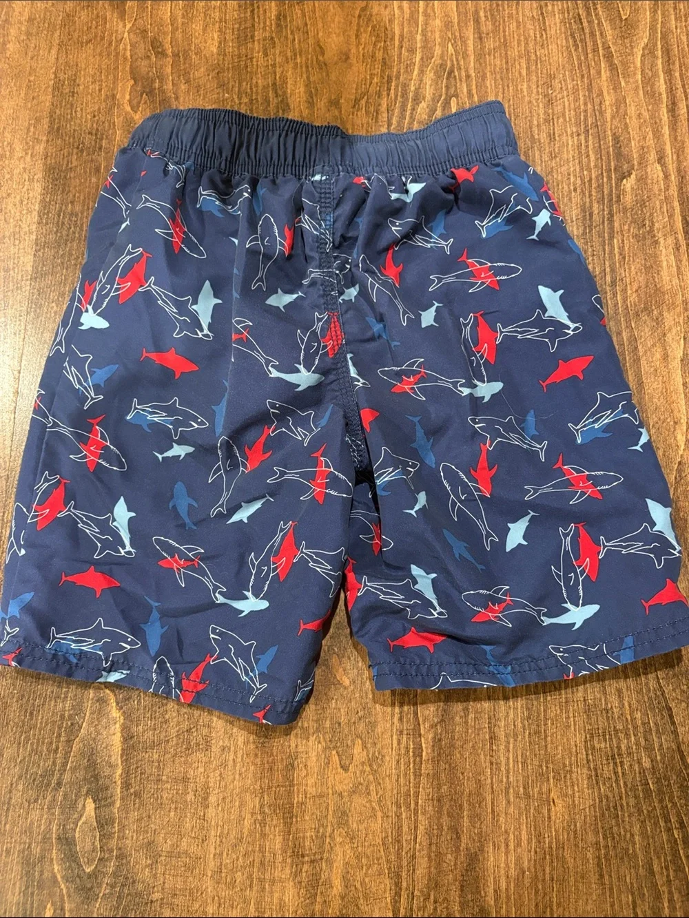 OshKosh B'gosh Navy Shark Swim Shorts with Red and Light Blue Accents